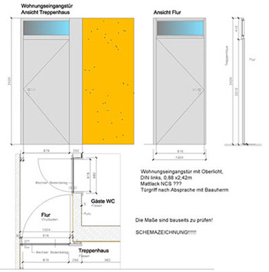 konstruktionszeichnung wohnungseingangtuer